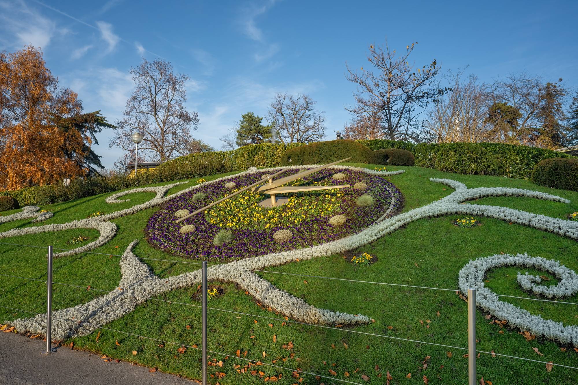 Flower Clock at Jardin Anglais (English Garden) Park - Geneva, Switzerland